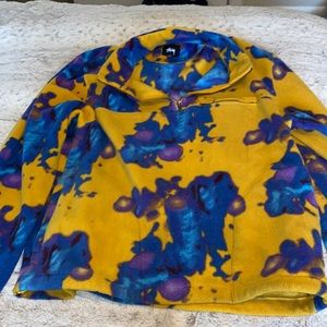 Stussy multi color fleece half zip